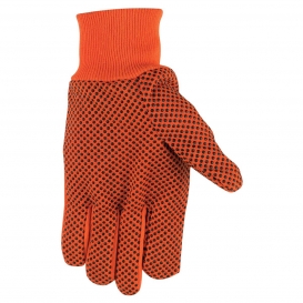 MCR Safety 8808O PVC Dotted Cotton Canvas Gloves - Knit Wrist - Orange