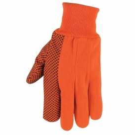 Memphis 8808O Dotted PVC Cotton Canvas Gloves - Knit Wrist - Orange