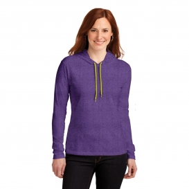 Anvil 887L Ladies 100% Combed Ring Spun Cotton Long Sleeve Hooded T-Shirt - Heather Purple/Neon Yellow