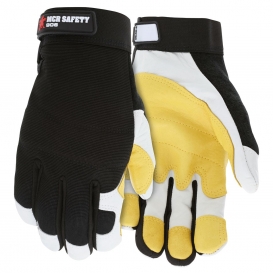 MCR Safety 906 Mechanics Gloves - Grain Goatskin Leather Palm - Velcro Closure