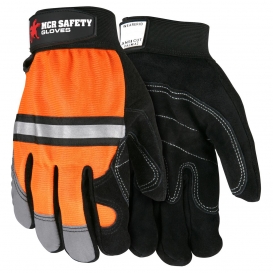 MCR Safety 911DP Mechanics Gloves - Synthetic Leather Palm - Hi-Viz Reflective Back