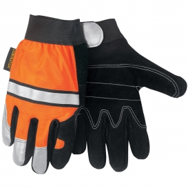 Memphis 911DP Luminator Gloves - Synthetic Leather Palm - Hi-Viz Reflective Back