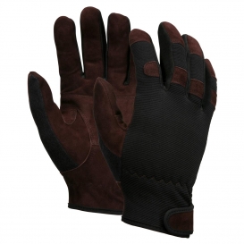 MCR Safety 920 Mechanics Split Leather Palm Gloves - Adjustable Wrist Closure