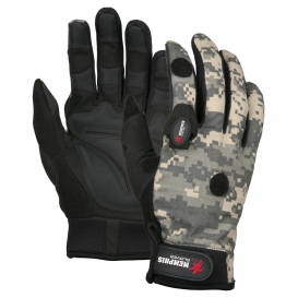 MCR Safety 924WW Mechanics Gloves - Synthetic Palm with Padding - 2 LED Lights - Digital Camo