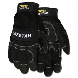 MCR Safety 935 Cheetah Mechanics Gloves - Synthetic Leather Palm - Velcro Wrist Closure - Black