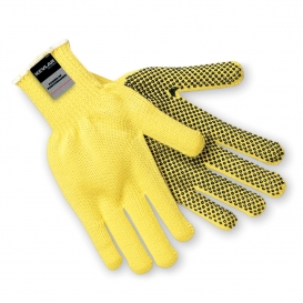 Memphis 9365 100% Dupont Kevlar Gloves - 7 Gauge - PVC Dots One Side - Yellow