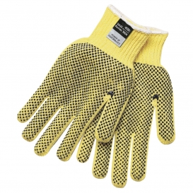 MCR Safety 9366E Cut Protection Gloves - 7 Gauge Dupont Kevlar Fibers - Two-Sided PVC Dots - Yellow