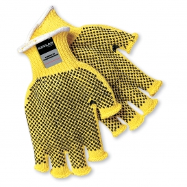 Memphis 9369 Fingerless Kevlar Gloves - 7 Gauge - PVC Dots Both Sides - Cut Resistant - Yellow