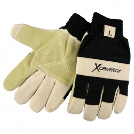 MCR Safety 940 Xcavator Grain & Split Pigskin Double Leather Palm Gloves - Foam Back