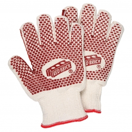 MCR Safety 9462K Ladies Red Brick 2-Ply Gloves - Heavy Loop-in Terry - 2-Sided Nitrile Blocks