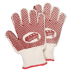 Memphis 9462K Ladies Red Brick 2-Ply Gloves - Heavy Loop-in Terry - 2-Sided Nitrile Blocks