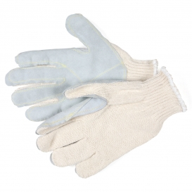 Memphis 9506ML String Knit Gloves - 7 Gauge Heavy Weight Cotton - Leather Palm