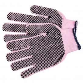 MCR Safety 9614P String Knit Gloves - 13 Gauge Cotton/Polyester - Two Sided PVC Dots - Powder Pink