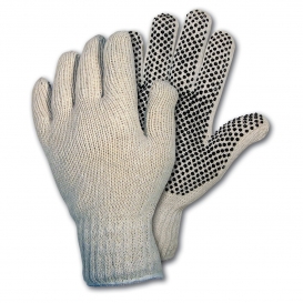 Memphis 9658 String Knit Gloves - 7 Gauge Cotton/Polyester - PVC Dots One Side - Natural