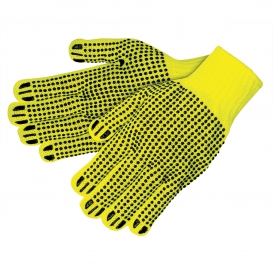 Memphis 9662 String Knit Gloves - 7 Gauge Acrylic - PVC Dots Both Sides - Hi-Vis Lime