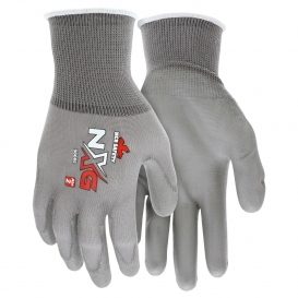 MCR Safety 9666 PU Coated Palm & Finger Gloves - 13 Gauge Nylon Shell - Gray