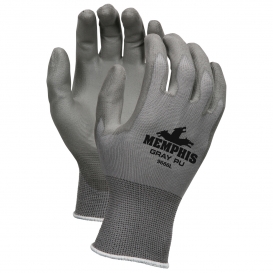 Memphis 9666 PU Coated Palm & Finger Gloves - 13 Gauge Nylon Shell - Gray