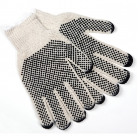 MCR Safety 9667 String Knit Gloves -7 Gauge Cotton/Polyester - PVC Dots Both Sides