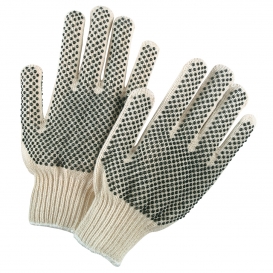 Memphis 9668 String Knit Gloves - 7 Gauge Cotton/Polyester - PVC Dots 2 Sides