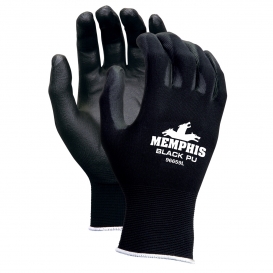 Memphis 9669 PU Coated Palm Gloves - 13 Gauge Nylon Shell - Black