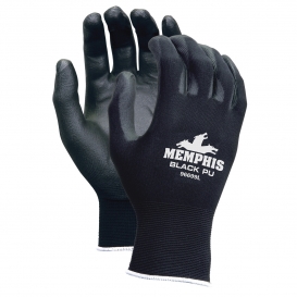 Memphis 96699 Economy PU Coated Gloves - 13 Gauge Polyester Shell - Black