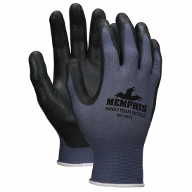 Memphis 9673SF Sandy Foam Nitrile Palm Gloves - 13 Gauge Nylon - Blue