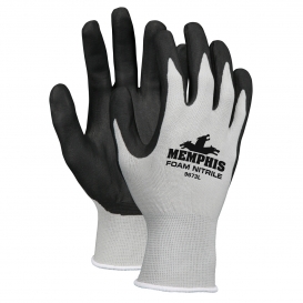 Memphis 9673 Foam Nitrile Dipped Gloves - 13 Gauge Nylon Shell - Gray