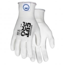 MCR Safety 9677 Cut Pro PU Coated Palm Gloves - 13 Gauge Dyneema Blended Shell - White