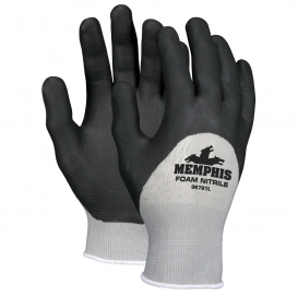 Memphis 96781 Foam Dipped Nitrile Over the Knuckle Gloves - 13 Gauge Nylon - Gray