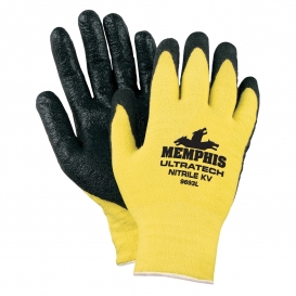 Memphis 9693 UltraTech Nitrile KV Coated Palm Gloves - 13 Gauge Stretch Kevlar - Yellow