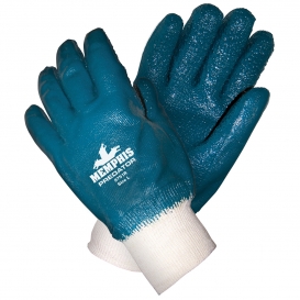 Memphis 9751R Predator Fully Coated Nitrile Gloves - Rough Finish - Knit Wrist