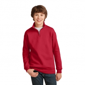 Jerzees 995Y Youth 1/4-Zip Cadet Collar Sweatshirt - True Red