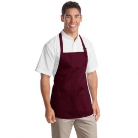 Port Authority A510 Medium Length Apron with Pouch Pockets - Maroon
