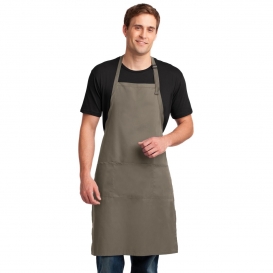 Port Authority A700 Easy Care Extra Long Bib Apron with Stain Release - Khaki