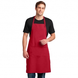 Port Authority A700 Easy Care Extra Long Bib Apron with Stain Release - Red