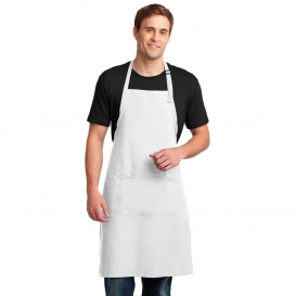Port Authority A700 Easy Care Extra Long Bib Apron with Stain Release - White