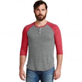 Alternative AA1989 Eco-Jersey 3/4-Sleeve Raglan Henley - Eco Grey/Eco True Red