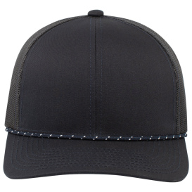 Pacific Headwear 104BR Trucker Snapback Braid Cap - Navy