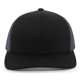 Pacific Headwear 104C Trucker Snapback Hat - Black/Graphite