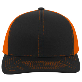 Pacific Headwear 104C Trucker Snapback Hat - Black/Neon Orange