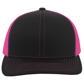 Pacific Headwear 104C Trucker Snapback Hat - Black/Pink