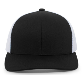 Pacific Headwear 104C Trucker Snapback Hat - Black/White
