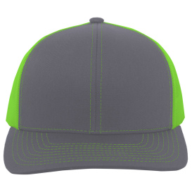 Pacific Headwear 104C Trucker Snapback Hat - Graphite/Neon Green