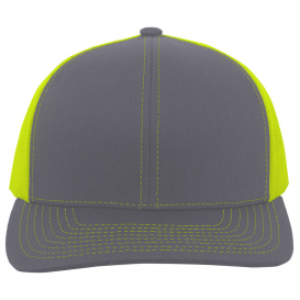 Pacific Headwear 104C Trucker Snapback Hat - Graphite/Neon Yellow