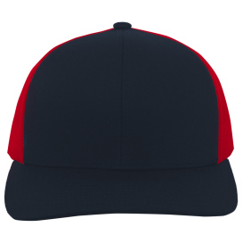 Pacific Headwear 104C Trucker Snapback Hat - Navy/Red