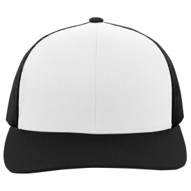 Pacific Headwear 104C Trucker Snapback Hat - White/Black/Black