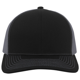 Pacific Headwear 104S Contrast Stitch Trucker Snapback Cap - Black/Graphite