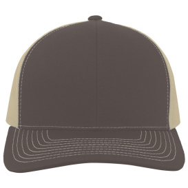 Pacific Headwear 104S Contrast Stitch Trucker Snapback Cap - Brown/Khaki