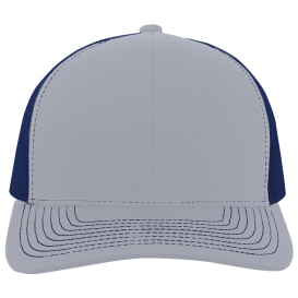 Pacific Headwear 104S Contrast Stitch Trucker Snapback Cap - Heather Grey/Royal