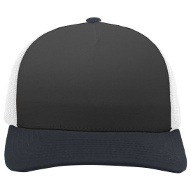 Pacific Headwear 105C Snapback Trucker Cap - Black/White/Black